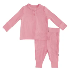 Best Kyte Baby Ribbed Infant Henley Set in Apple Blossom