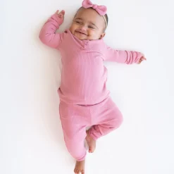 Best Kyte Baby Ribbed Infant Henley Set in Apple Blossom