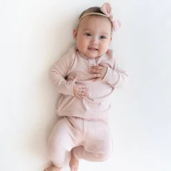 Discount Kyte Baby Ribbed Infant Henley Set in Blush