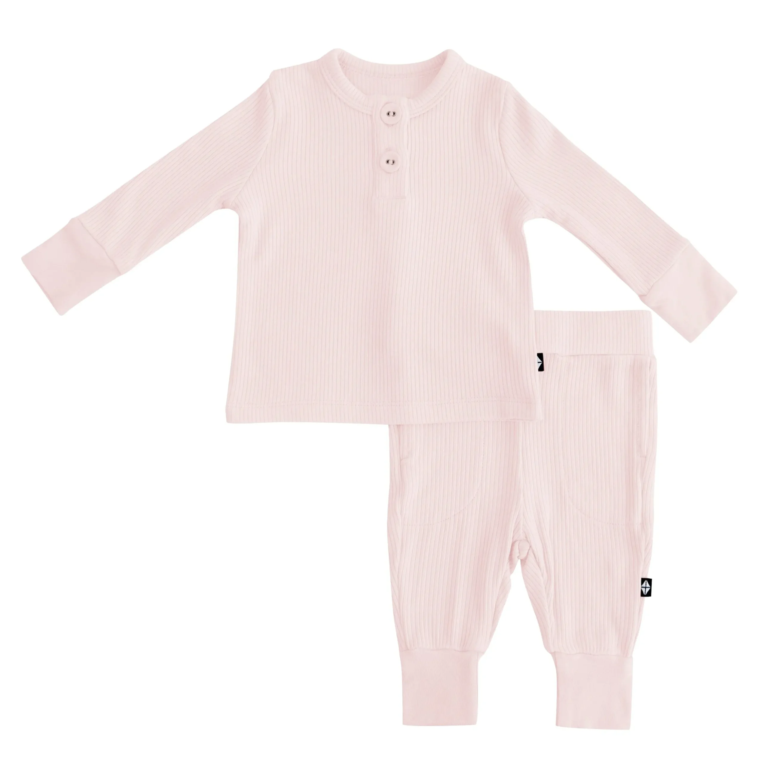 Discount Kyte Baby Ribbed Infant Henley Set in Blush