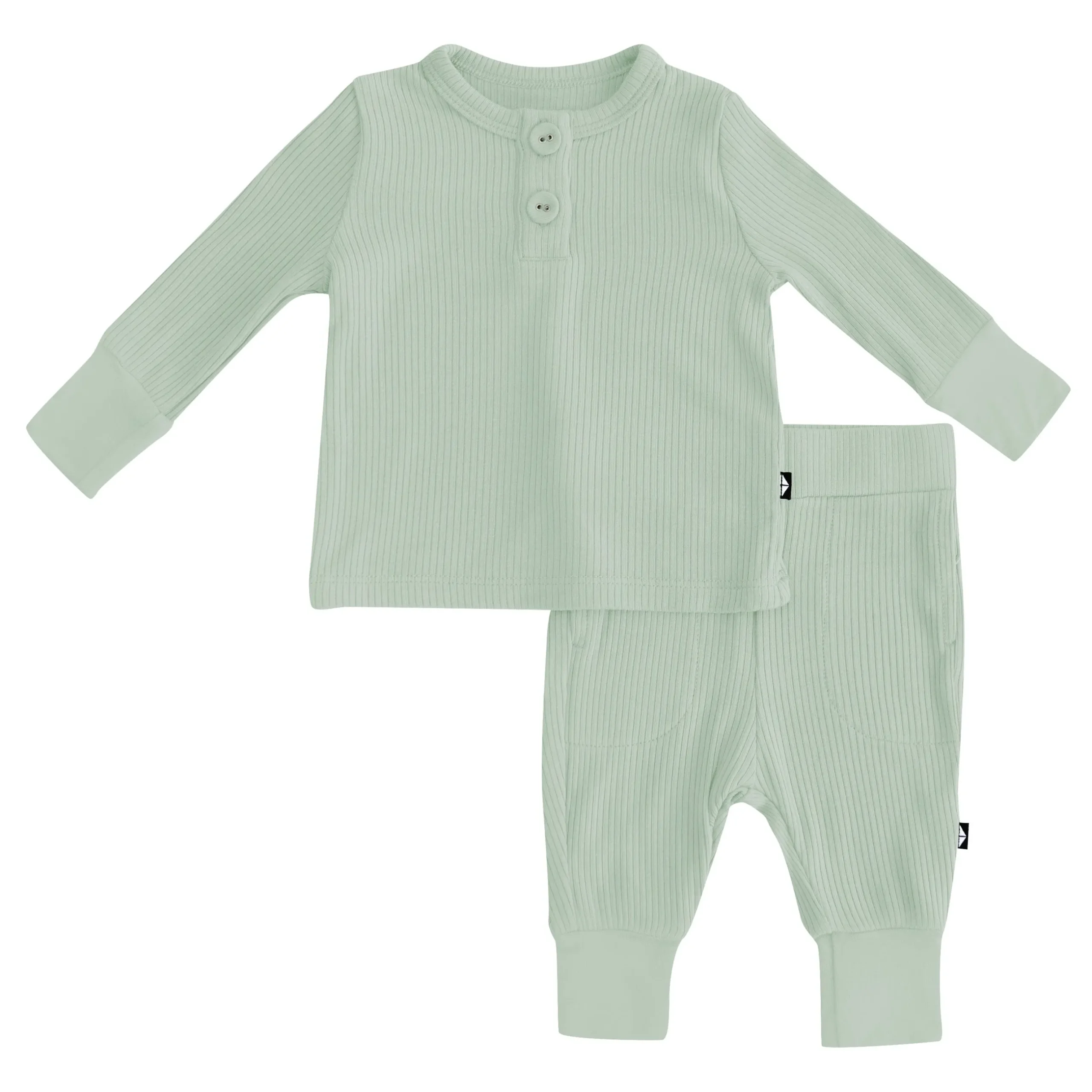 Discount Kyte Baby Ribbed Infant Henley Set in Thyme