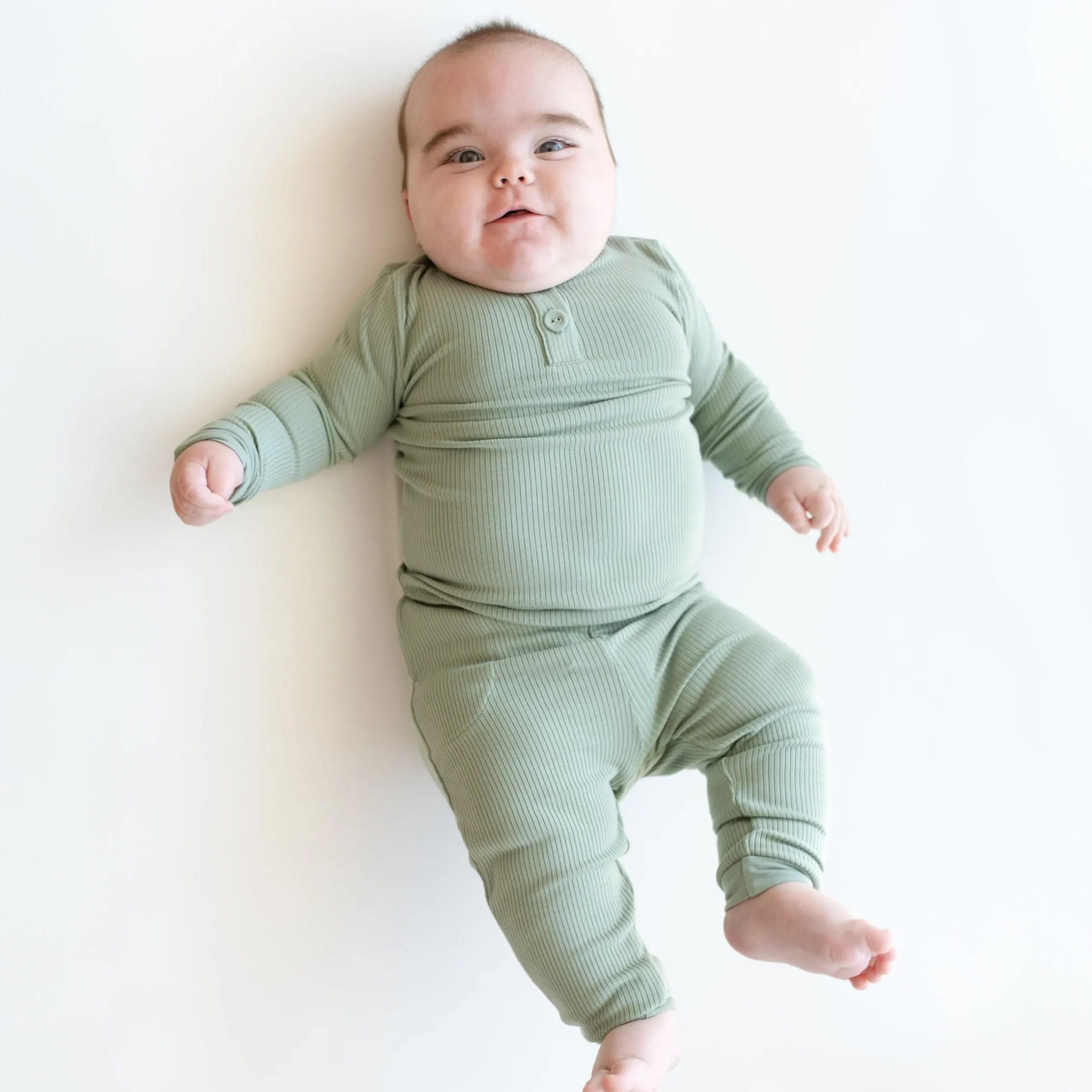 Discount Kyte Baby Ribbed Infant Henley Set in Thyme