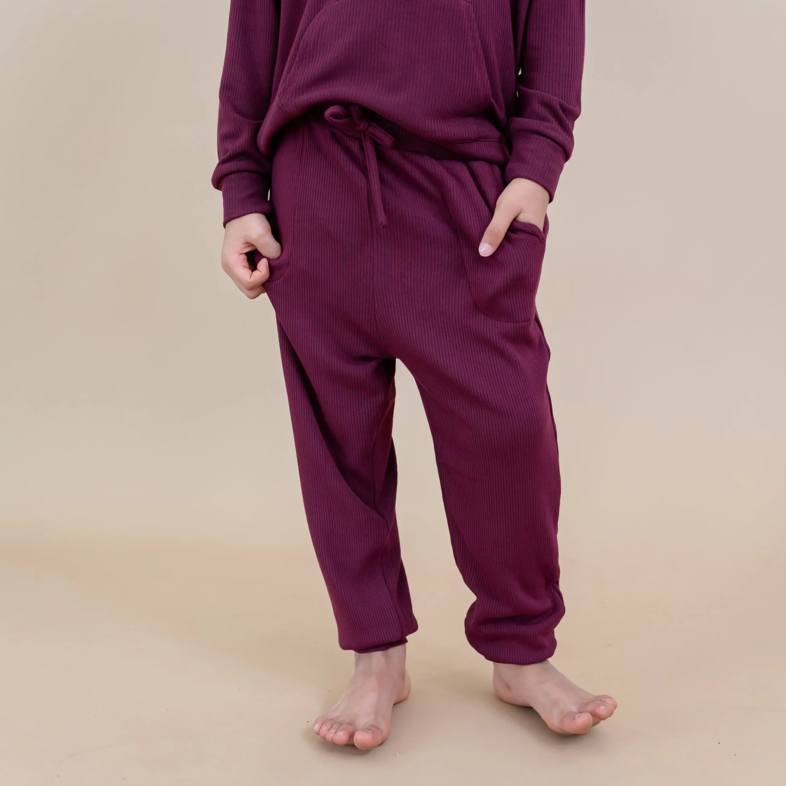 Sale Kyte Baby Ribbed Jogger Pant in Burgundy
