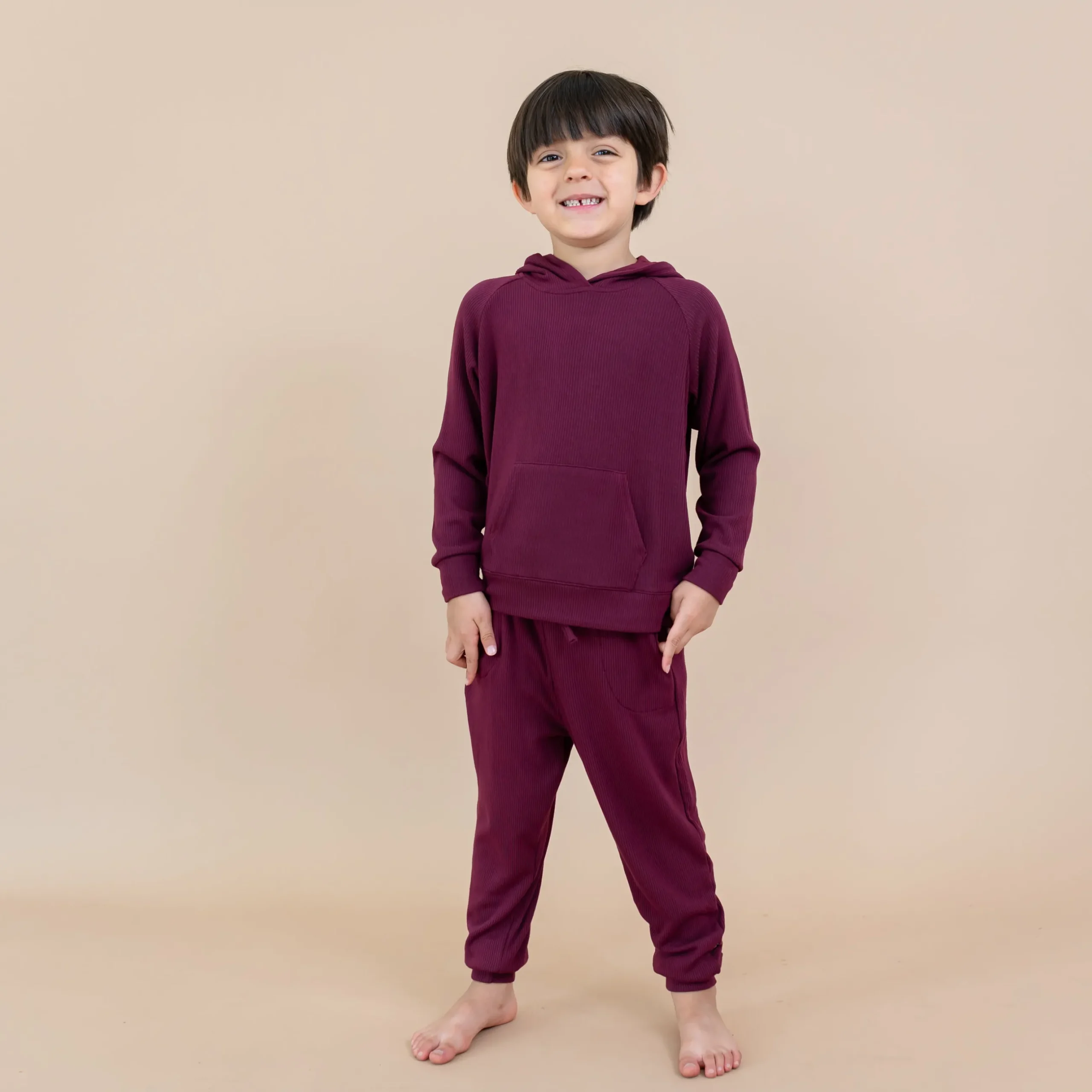 Sale Kyte Baby Ribbed Jogger Pant in Burgundy