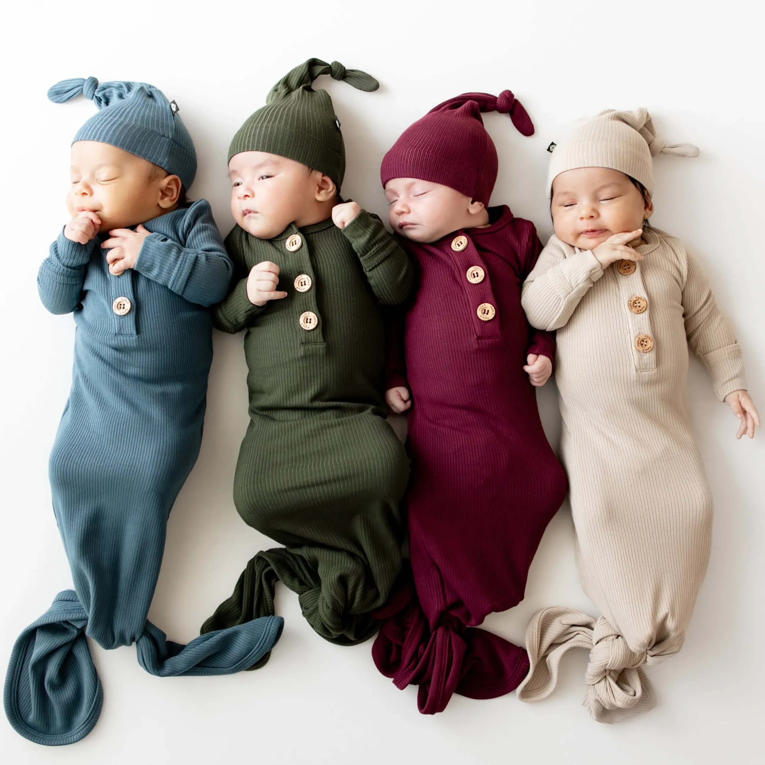 Clearance Kyte Baby Ribbed Knotted Gown with Hat Set in Fir