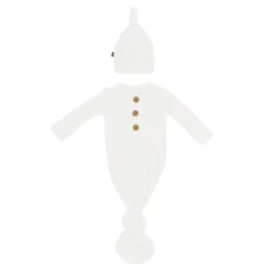 Best Kyte Baby Ribbed Knotted Gown with Hat Set in Cloud