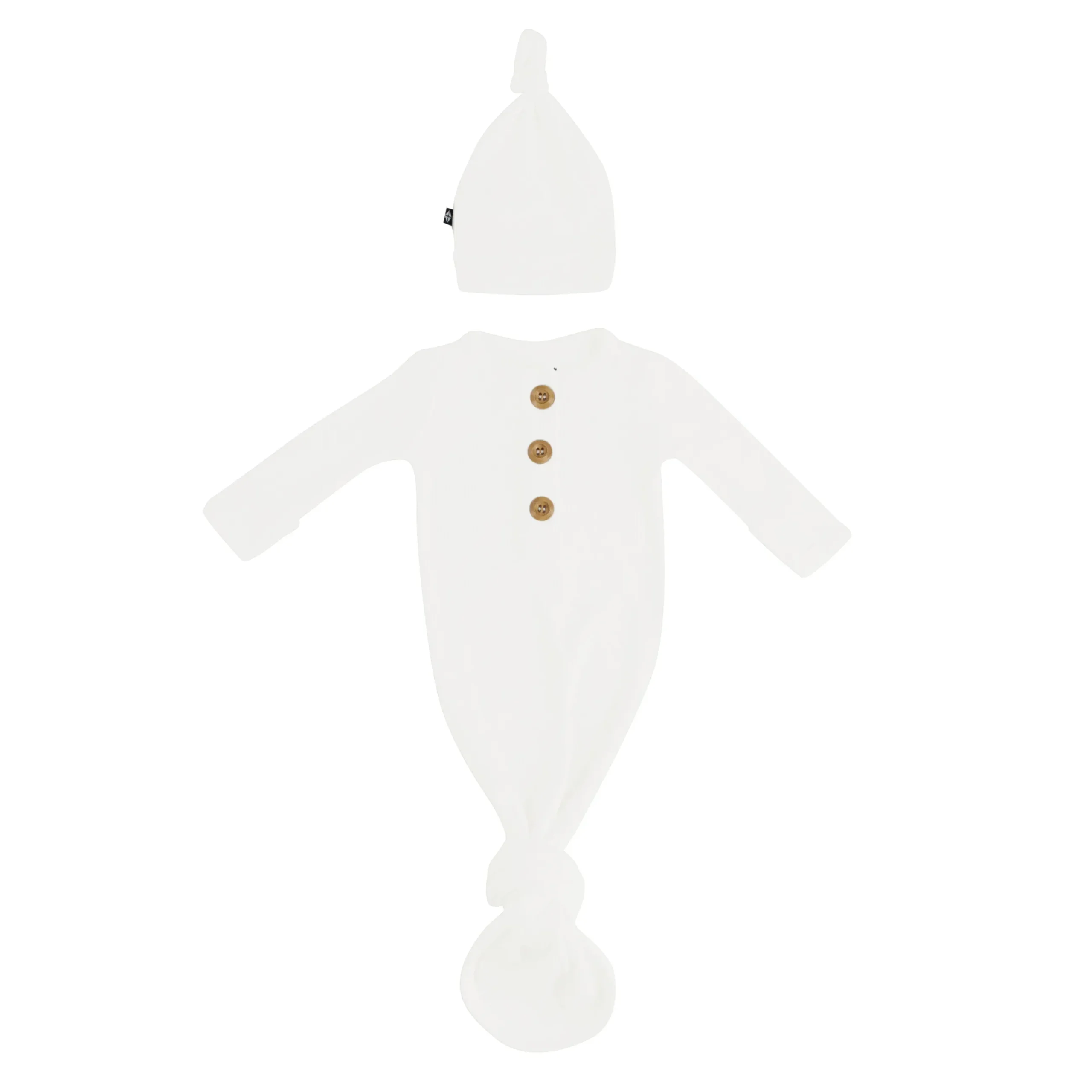 Best Kyte Baby Ribbed Knotted Gown with Hat Set in Cloud