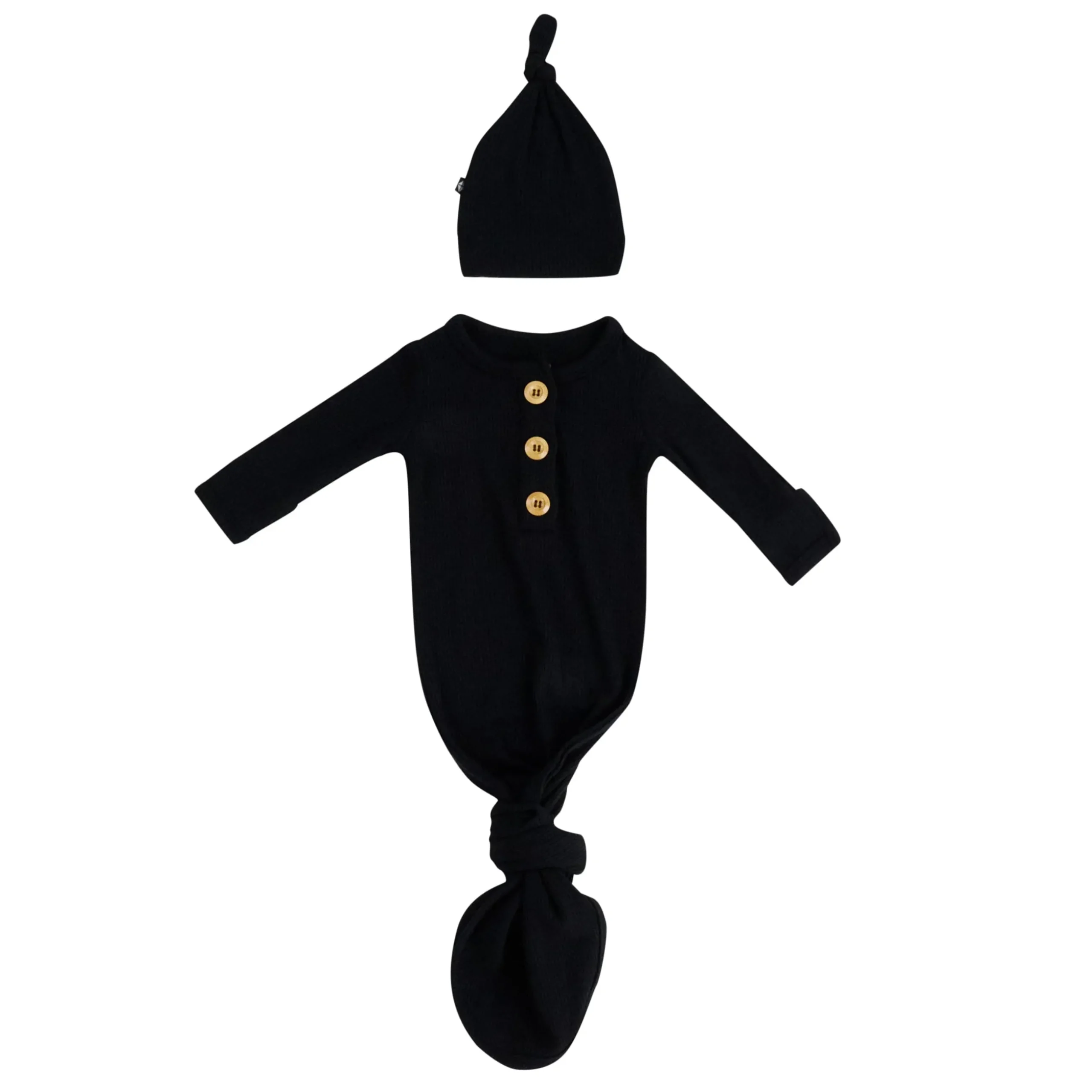 Outlet Kyte Baby Ribbed Knotted Gown with Hat Set in Midnight