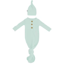 Kyte Baby Ribbed Knotted Gown with Hat Set in Sage