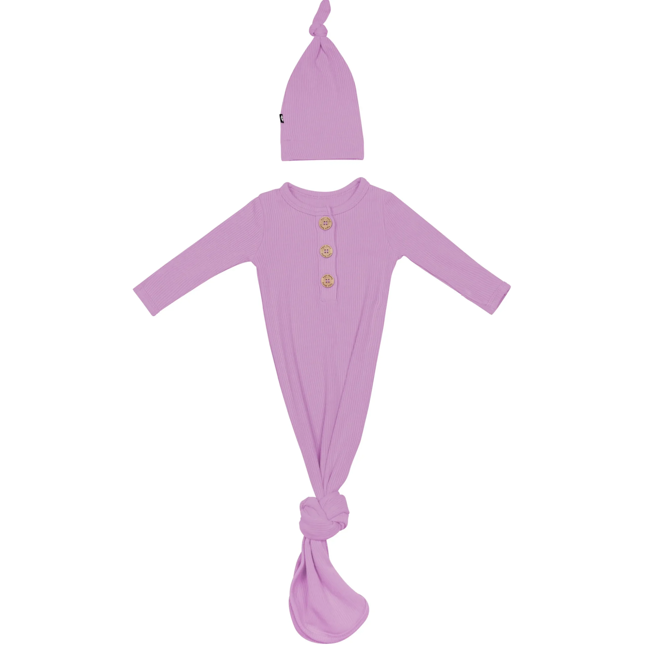 Online Kyte Baby Ribbed Knotted Gown with Hat Set in Poi