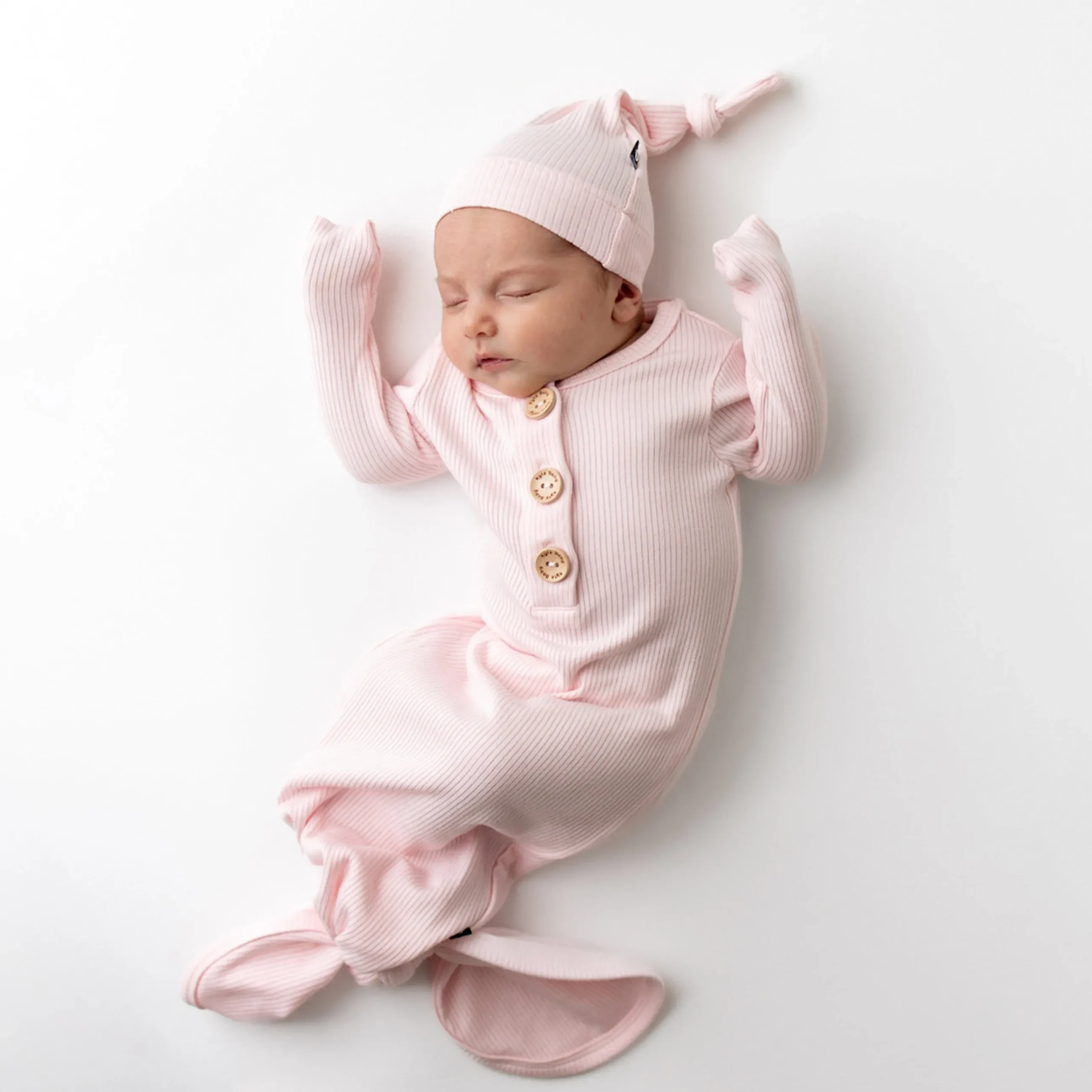 Outlet Kyte Baby Ribbed Knotted Gown with Hat Set in Sakura