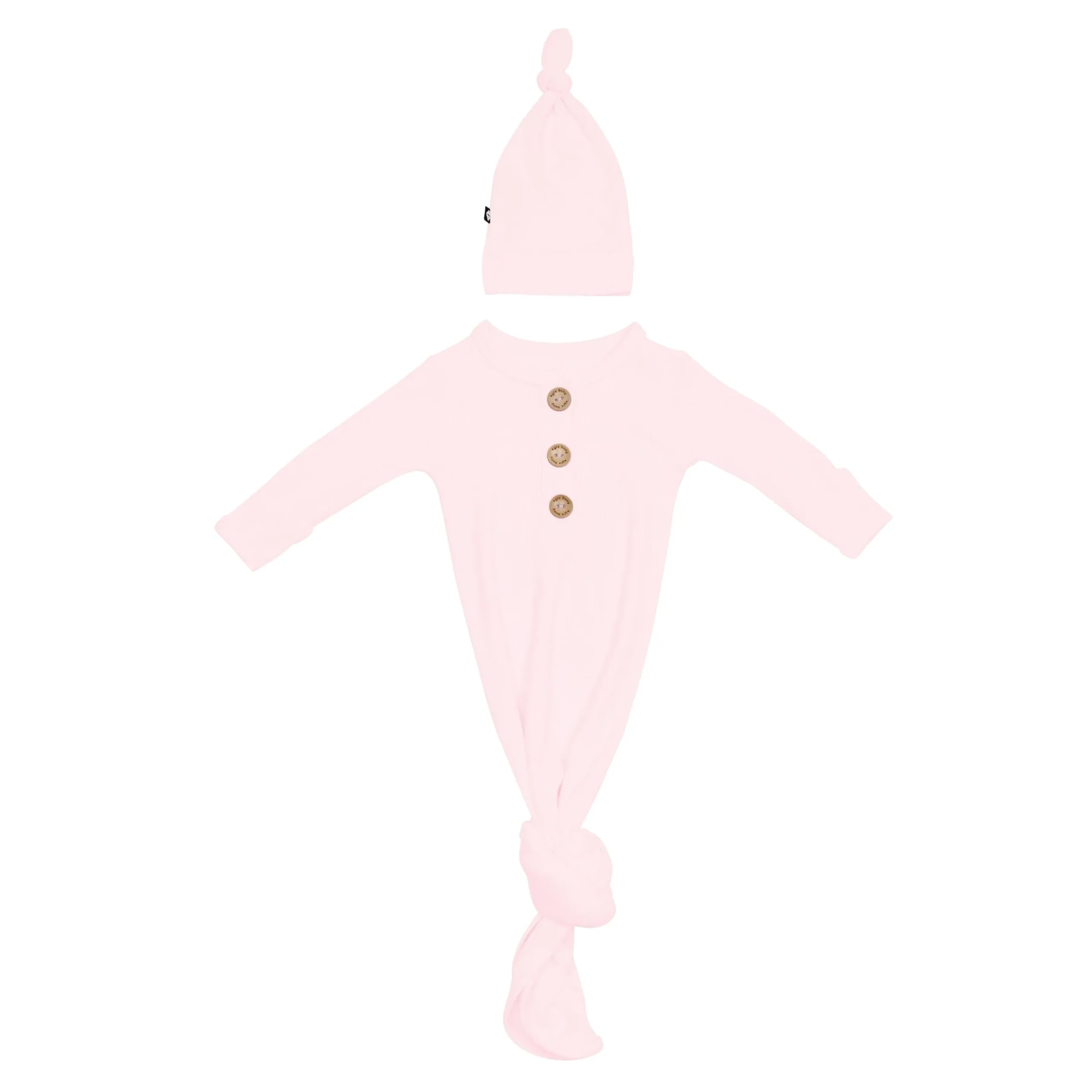 Outlet Kyte Baby Ribbed Knotted Gown with Hat Set in Sakura