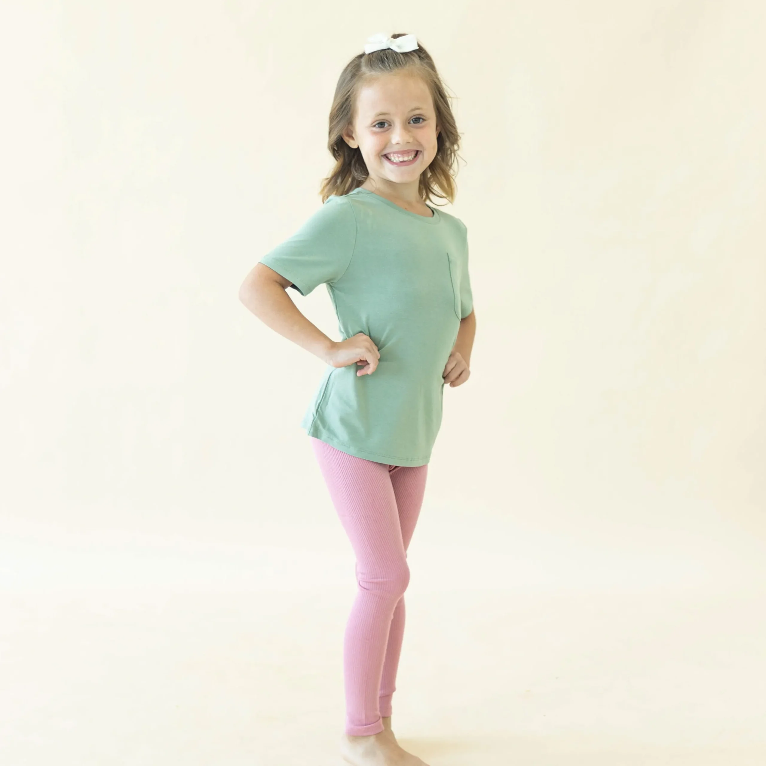 Clearance Kyte Baby Ribbed Leggings in Apple Blossom