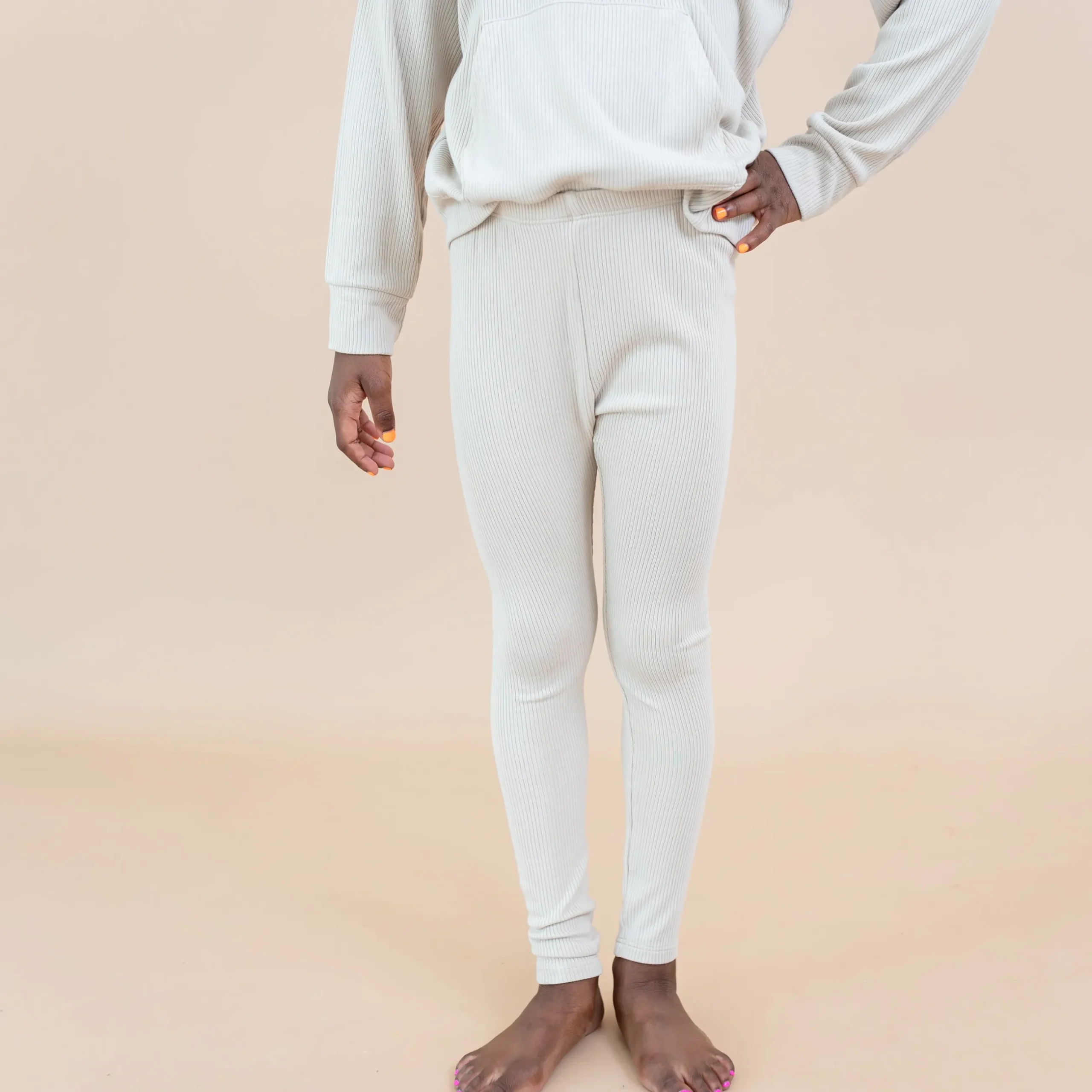 New Kyte Baby Ribbed Leggings in Bisque