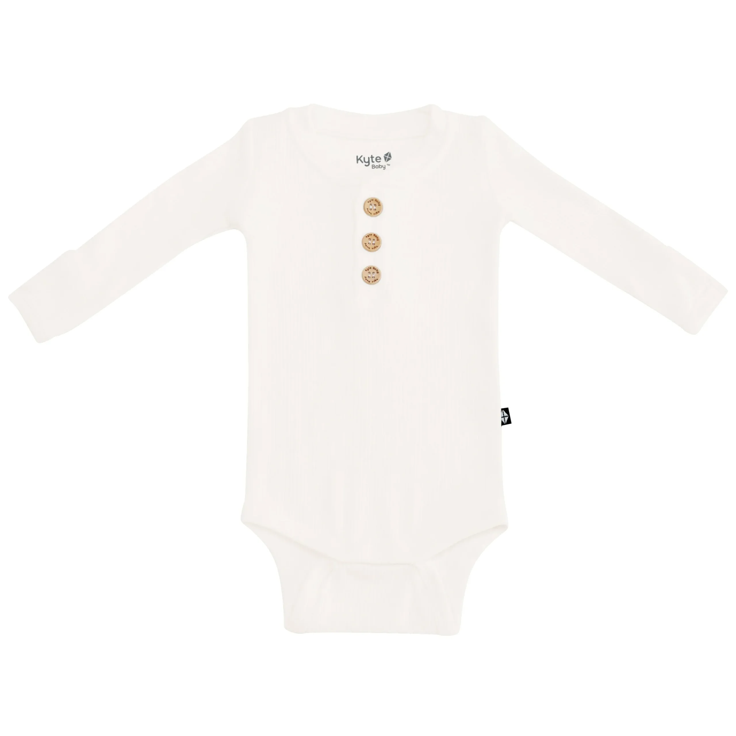 Clearance Kyte Baby Ribbed Long Sleeve Henley Bodysuit in Cloud