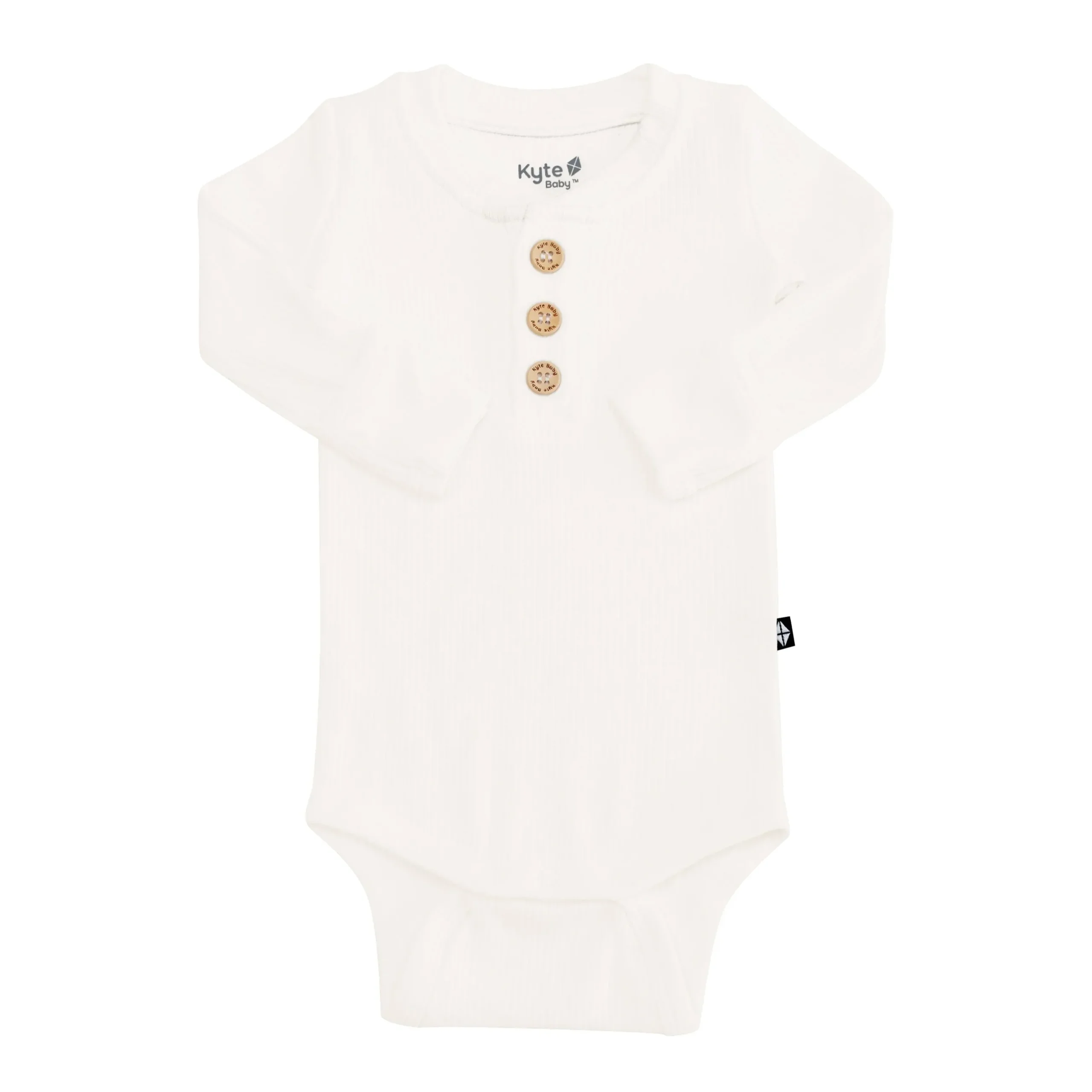 Clearance Kyte Baby Ribbed Long Sleeve Henley Bodysuit in Cloud