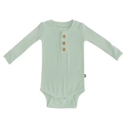 Kyte Baby Ribbed Long Sleeve Henley Bodysuit in Thyme