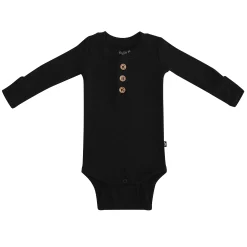 Discount Kyte Baby Ribbed Long Sleeve Henley Bodysuit in Midnight