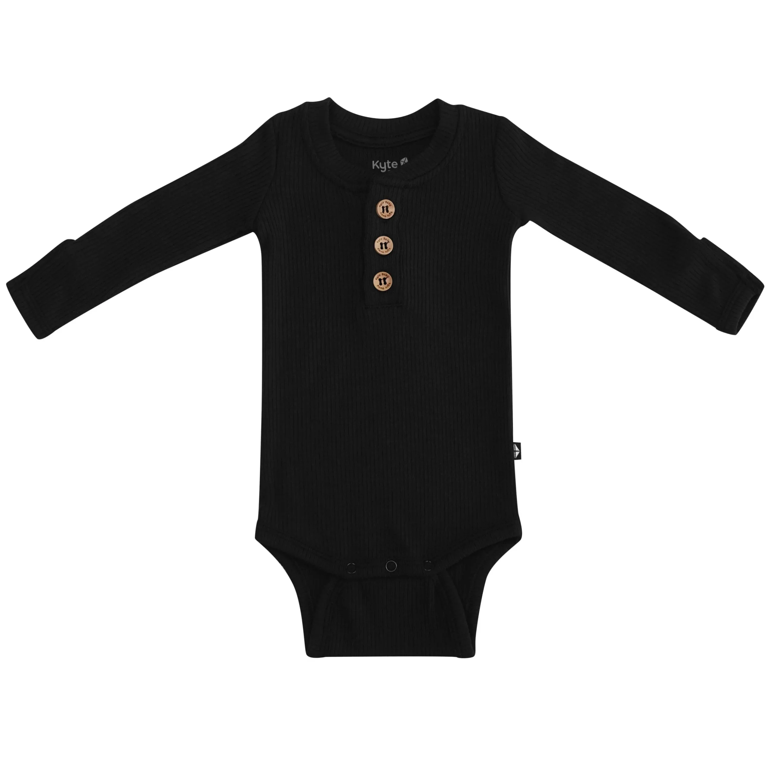 Discount Kyte Baby Ribbed Long Sleeve Henley Bodysuit in Midnight