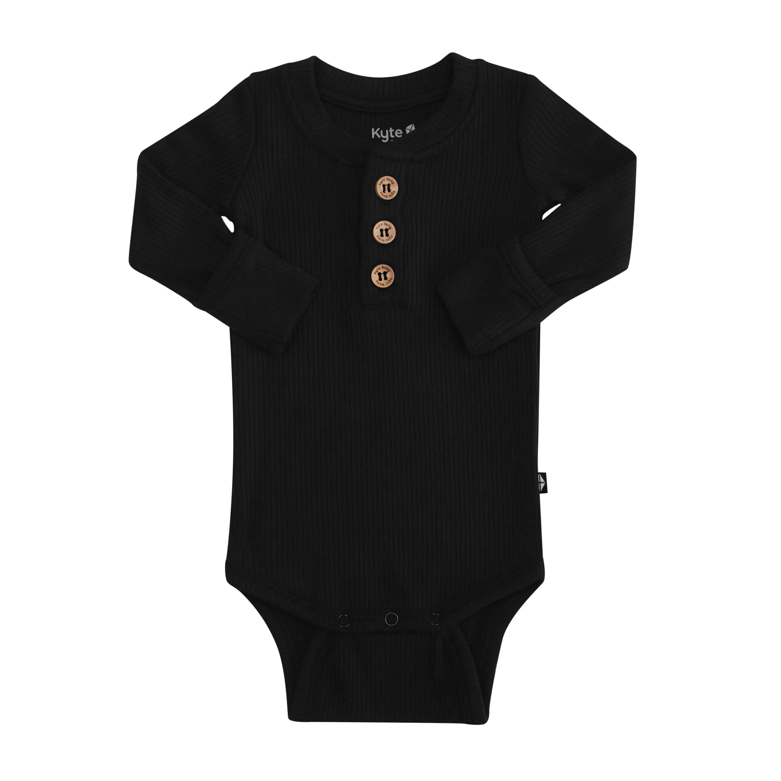 Discount Kyte Baby Ribbed Long Sleeve Henley Bodysuit in Midnight