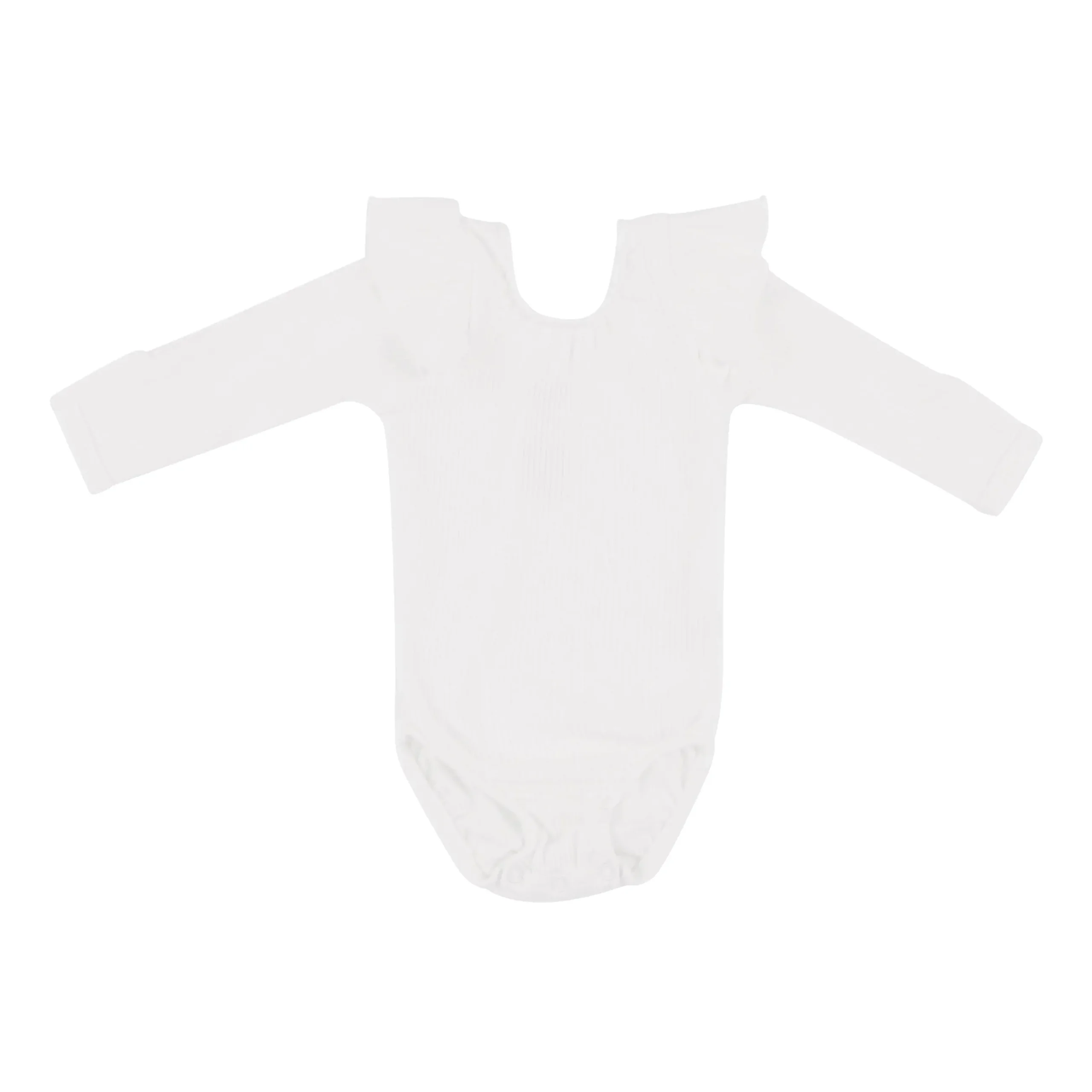 Best Kyte Baby Ribbed Long Sleeve Ruffle Leotard in Cloud