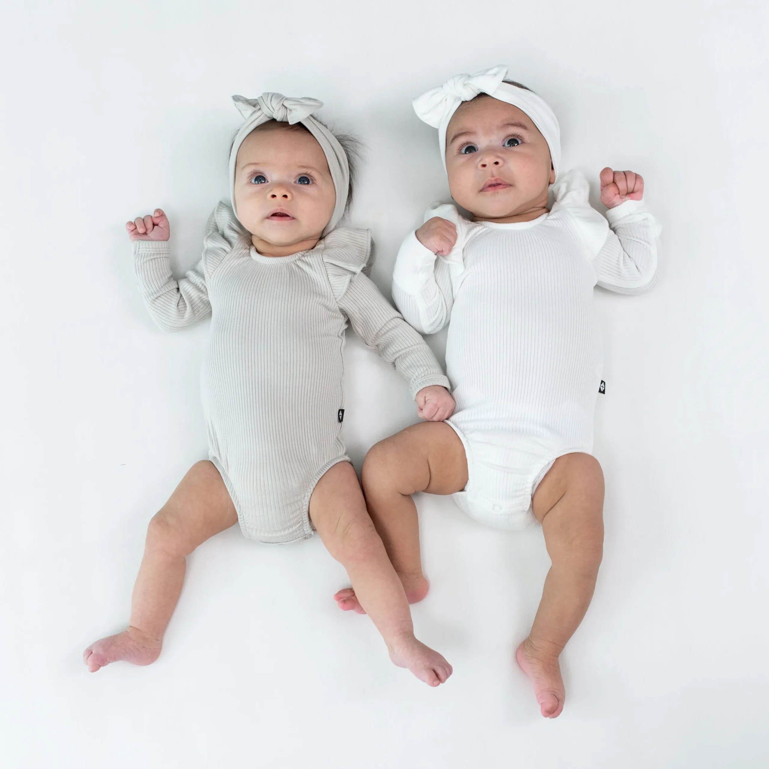Best Kyte Baby Ribbed Long Sleeve Ruffle Leotard in Cloud