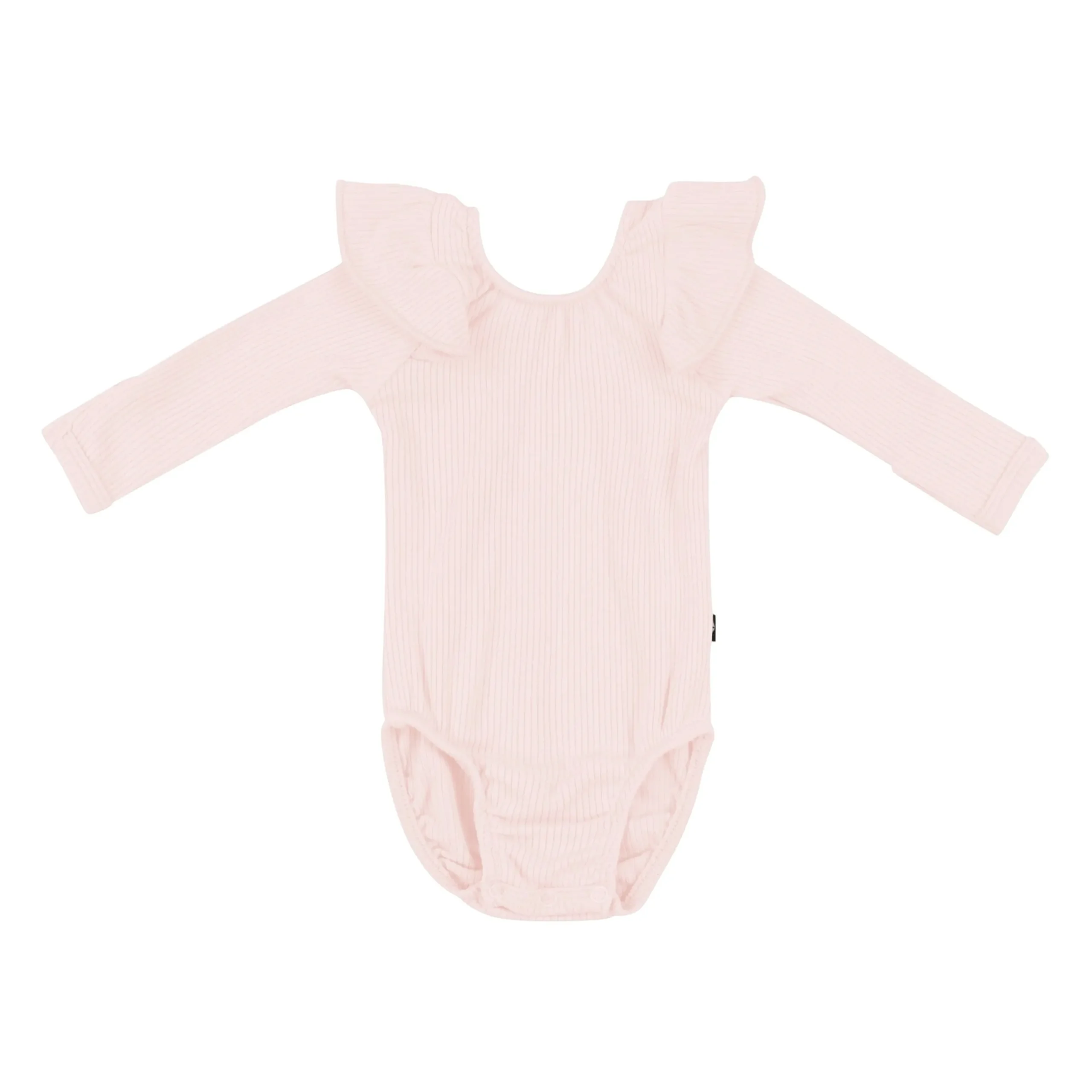 Best Kyte Baby Ribbed Long Sleeve Ruffle Leotard in Blush