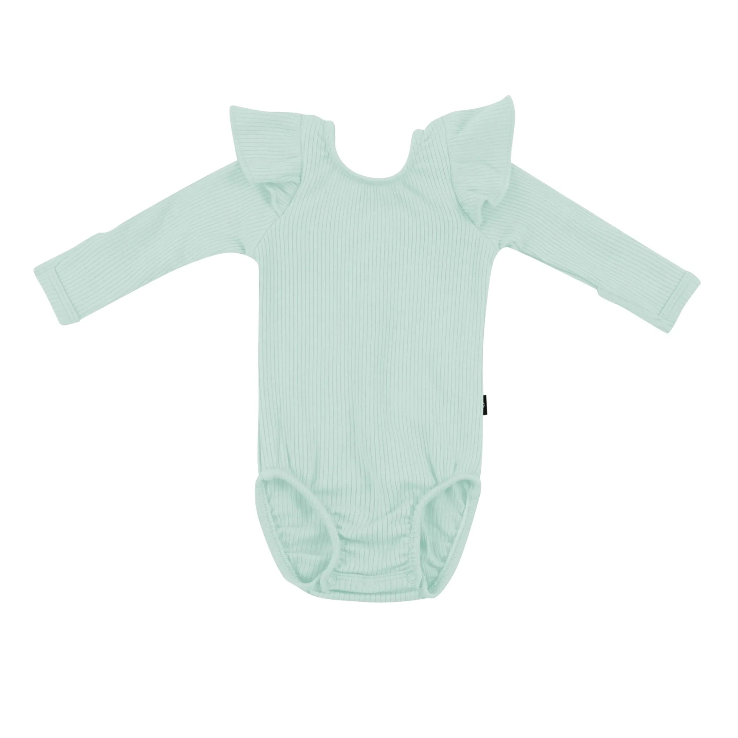Outlet Kyte Baby Ribbed Long Sleeve Ruffle Leotard in Sage