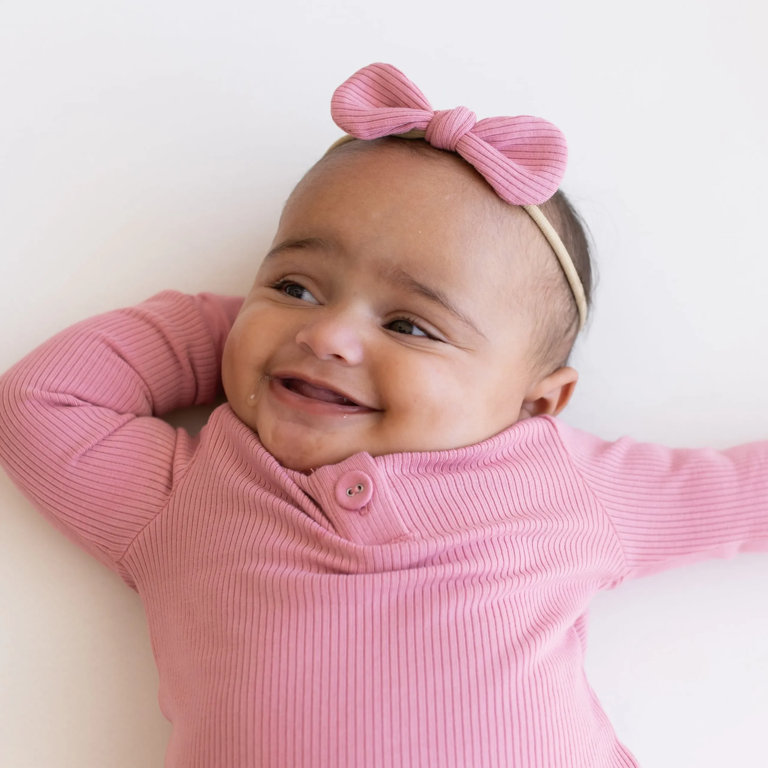 Clearance Kyte Baby Ribbed Nylon Bow in Apple Blossom