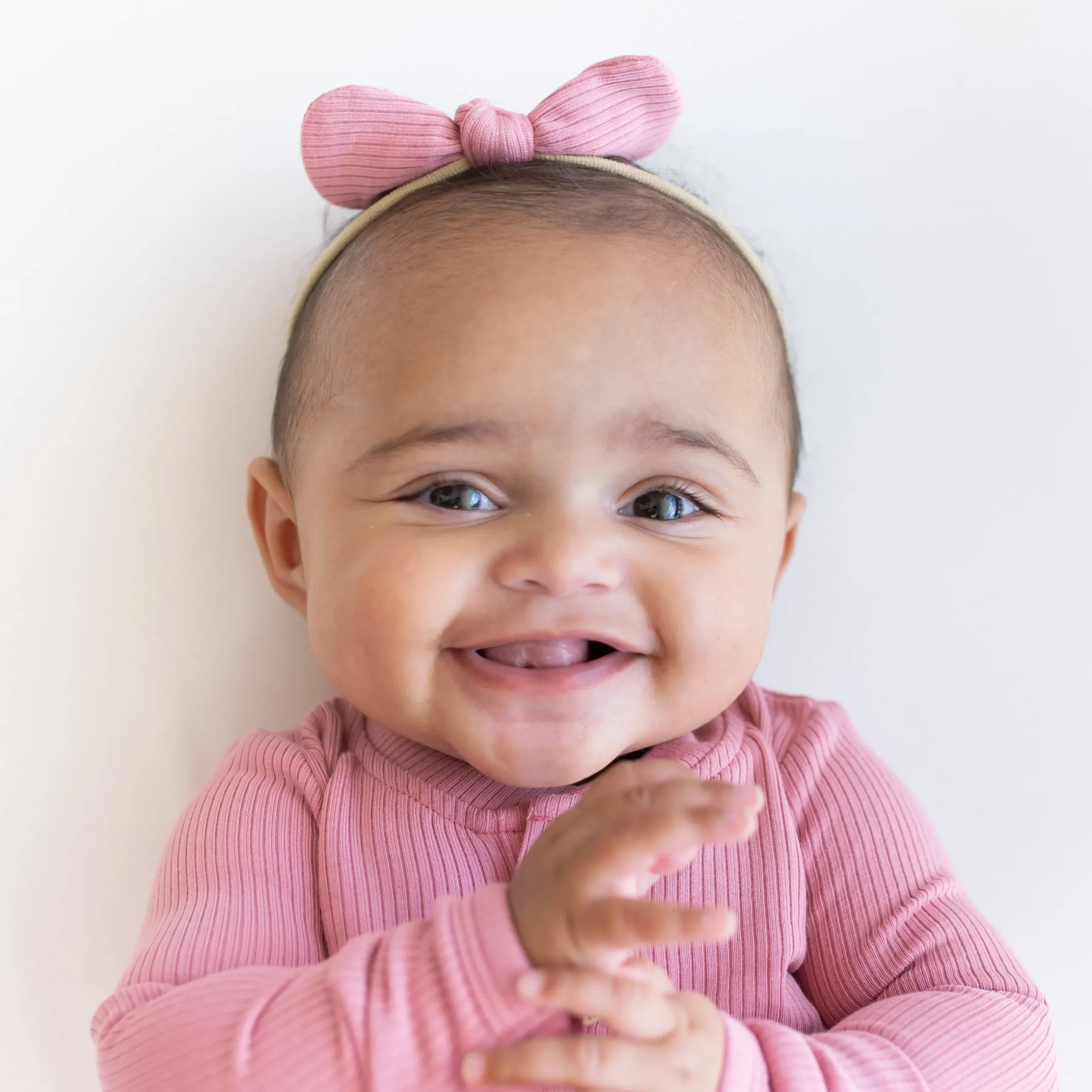 Clearance Kyte Baby Ribbed Nylon Bow in Apple Blossom