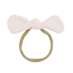 Hot Kyte Baby Ribbed Nylon Bow in Blush