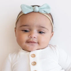 Hot Kyte Baby Ribbed Nylon Bow in Sage
