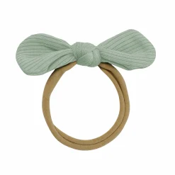 Hot Kyte Baby Ribbed Nylon Bow in Thyme