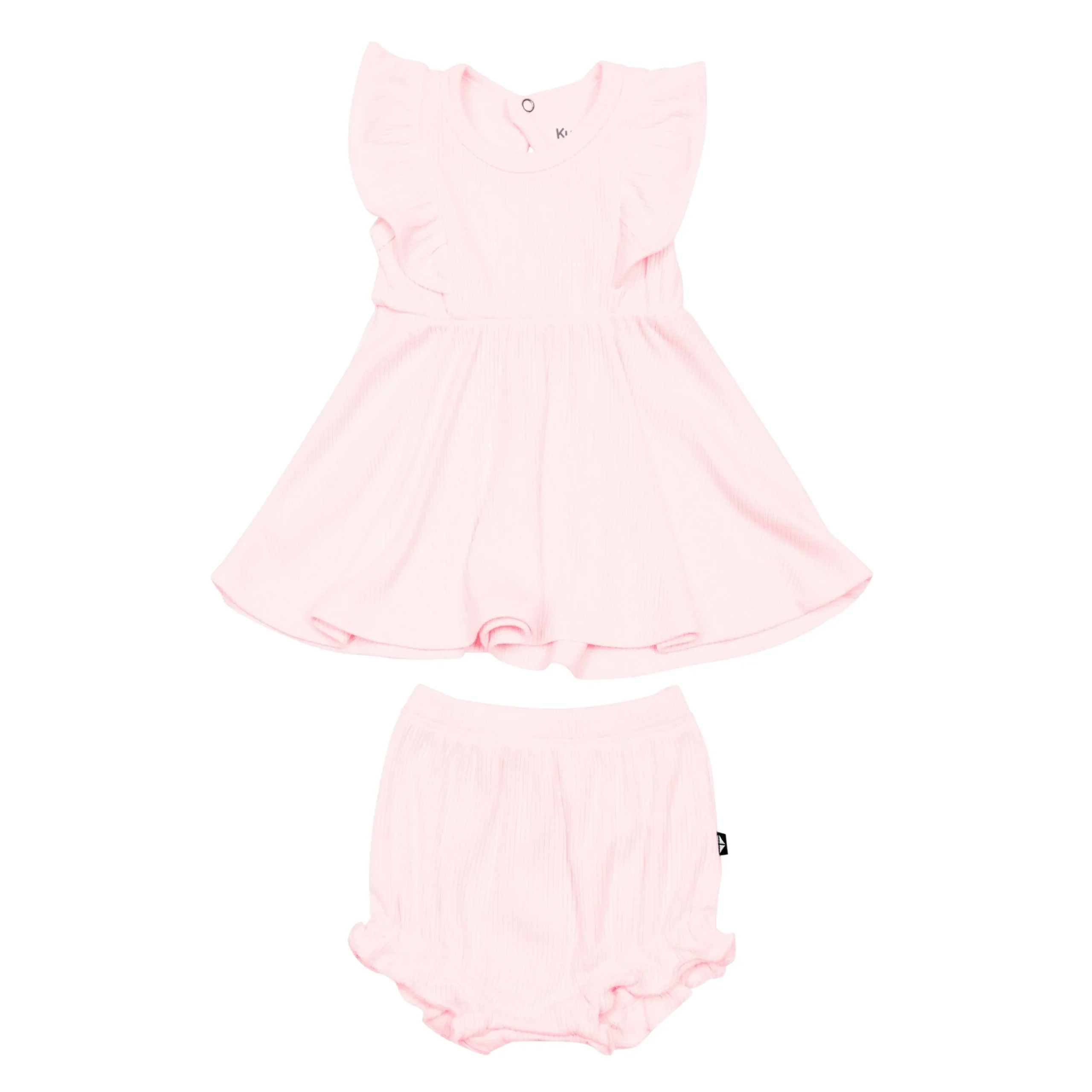 New Kyte Baby Ribbed Peplum Dress Set in Sakura