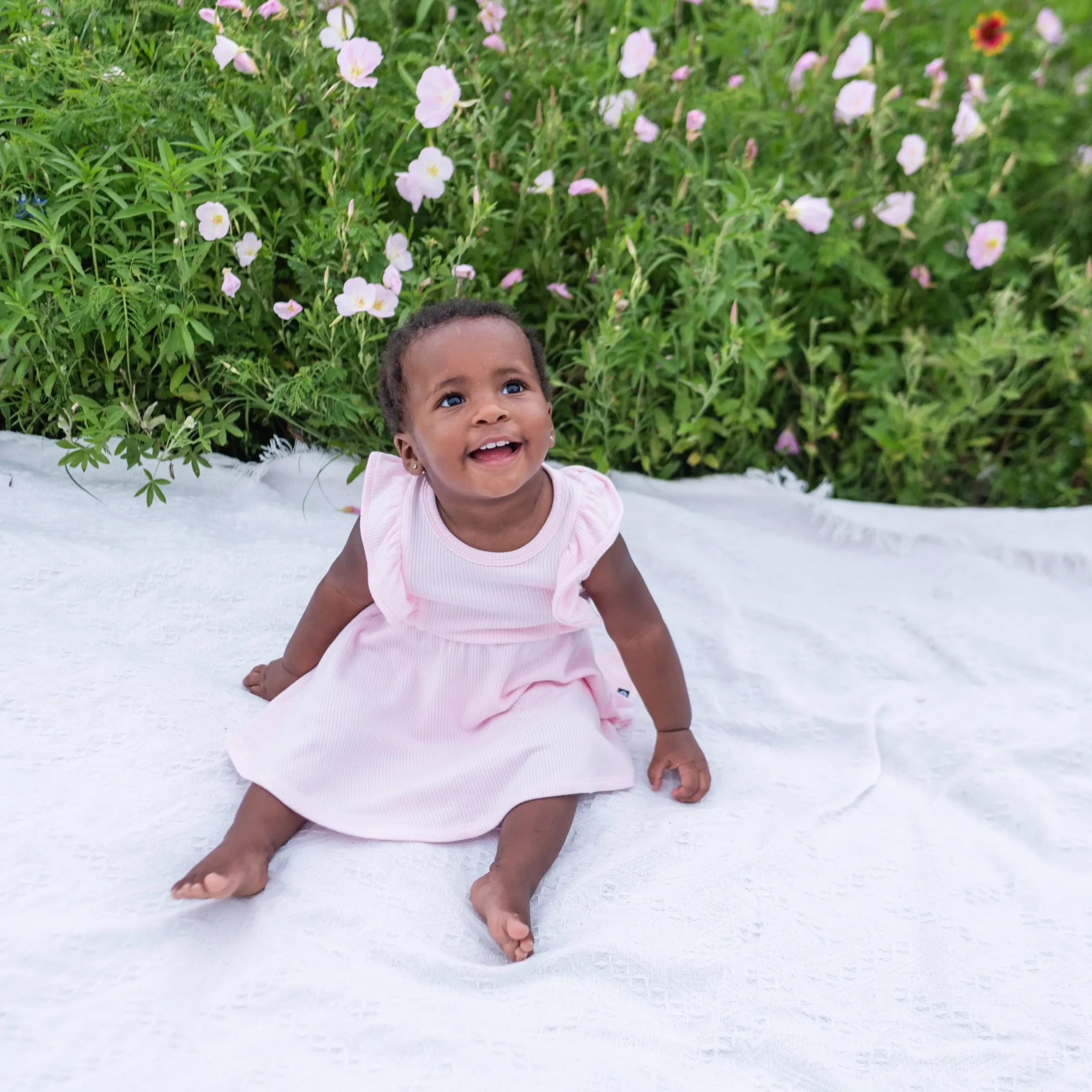 New Kyte Baby Ribbed Peplum Dress Set in Sakura