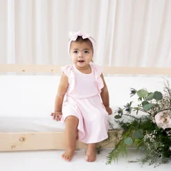 New Kyte Baby Ribbed Peplum Dress Set in Sakura