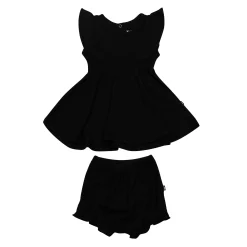 New Kyte Baby Ribbed Peplum Dress Set in Midnight