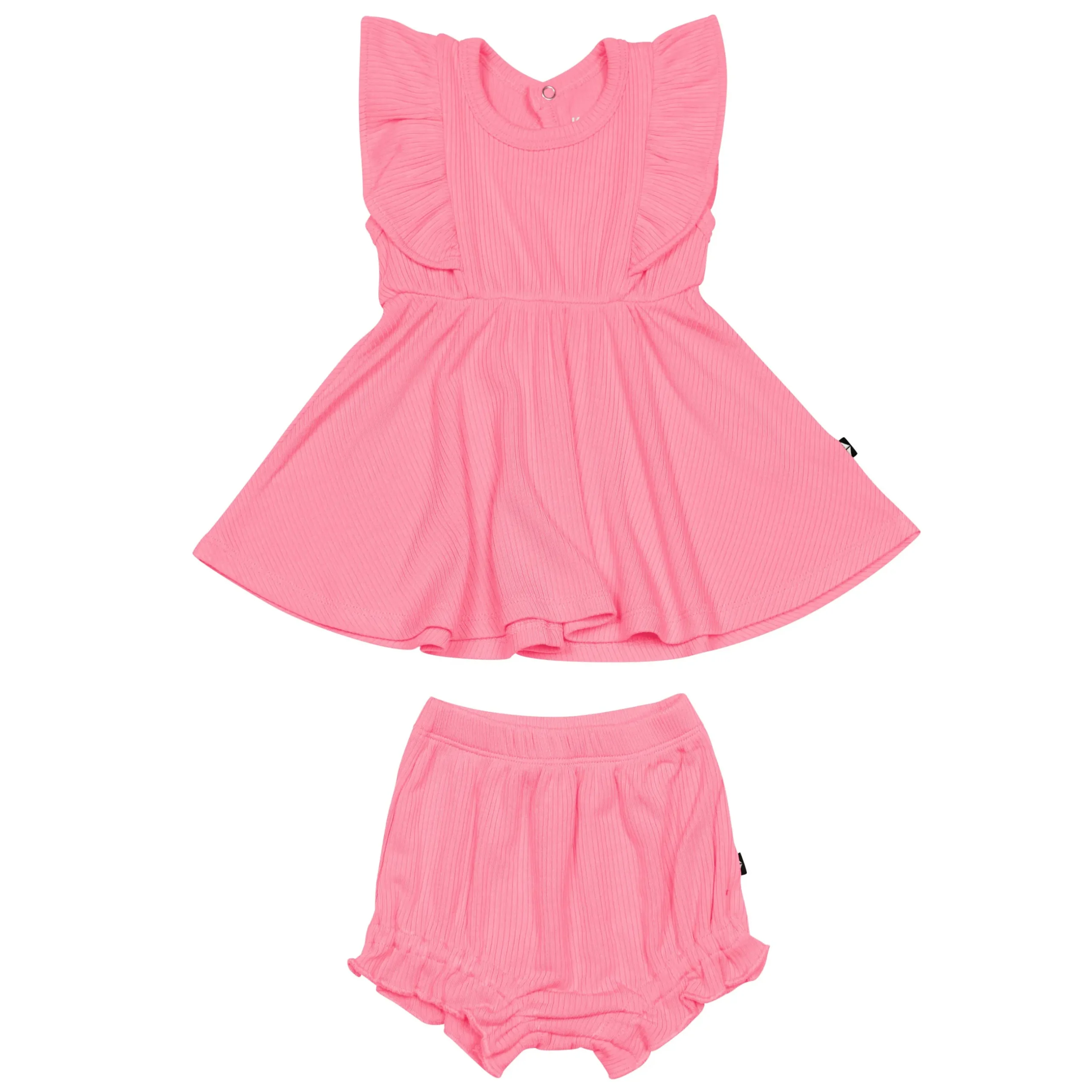 Best Kyte Baby Ribbed Peplum Dress Set in Guava