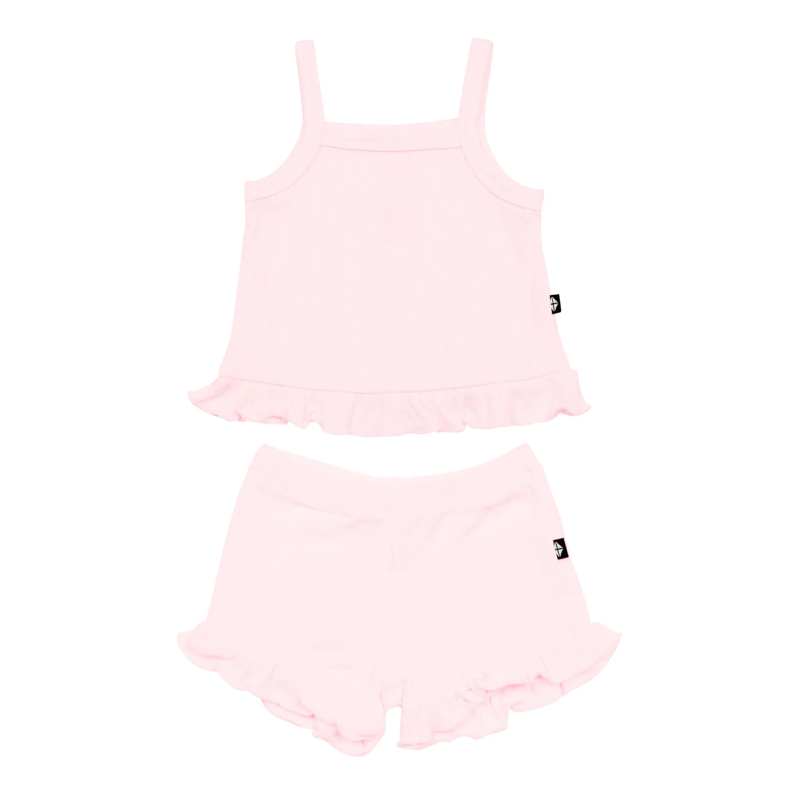 Kyte Baby Ribbed Ruffle Tank Set in Sakura