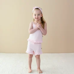 Kyte Baby Ribbed Ruffle Tank Set in Sakura