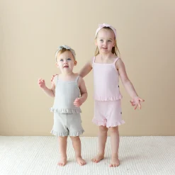 Kyte Baby Ribbed Ruffle Tank Set in Sakura