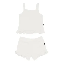 Clearance Kyte Baby Ribbed Ruffle Tank Set in Oat