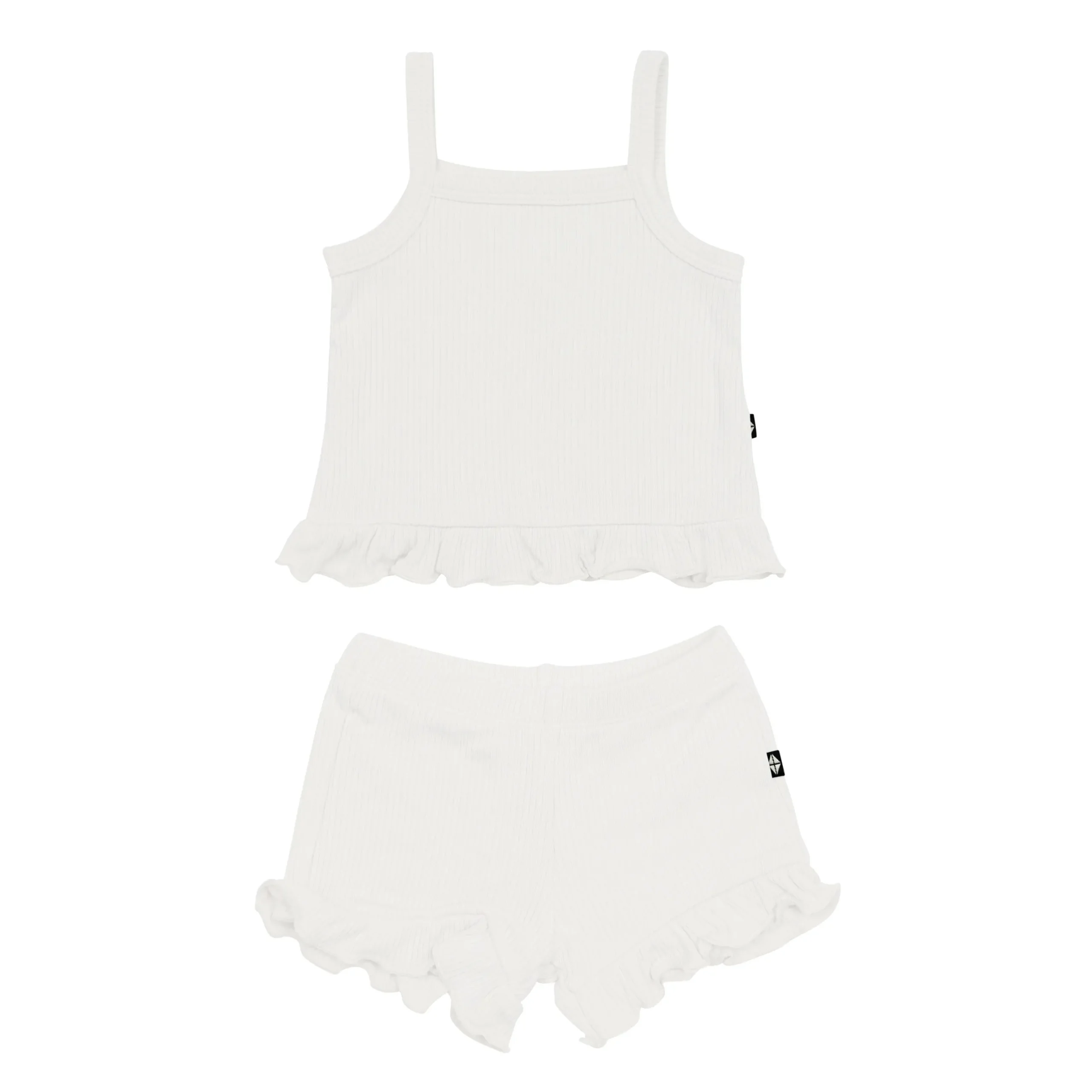 Clearance Kyte Baby Ribbed Ruffle Tank Set in Oat