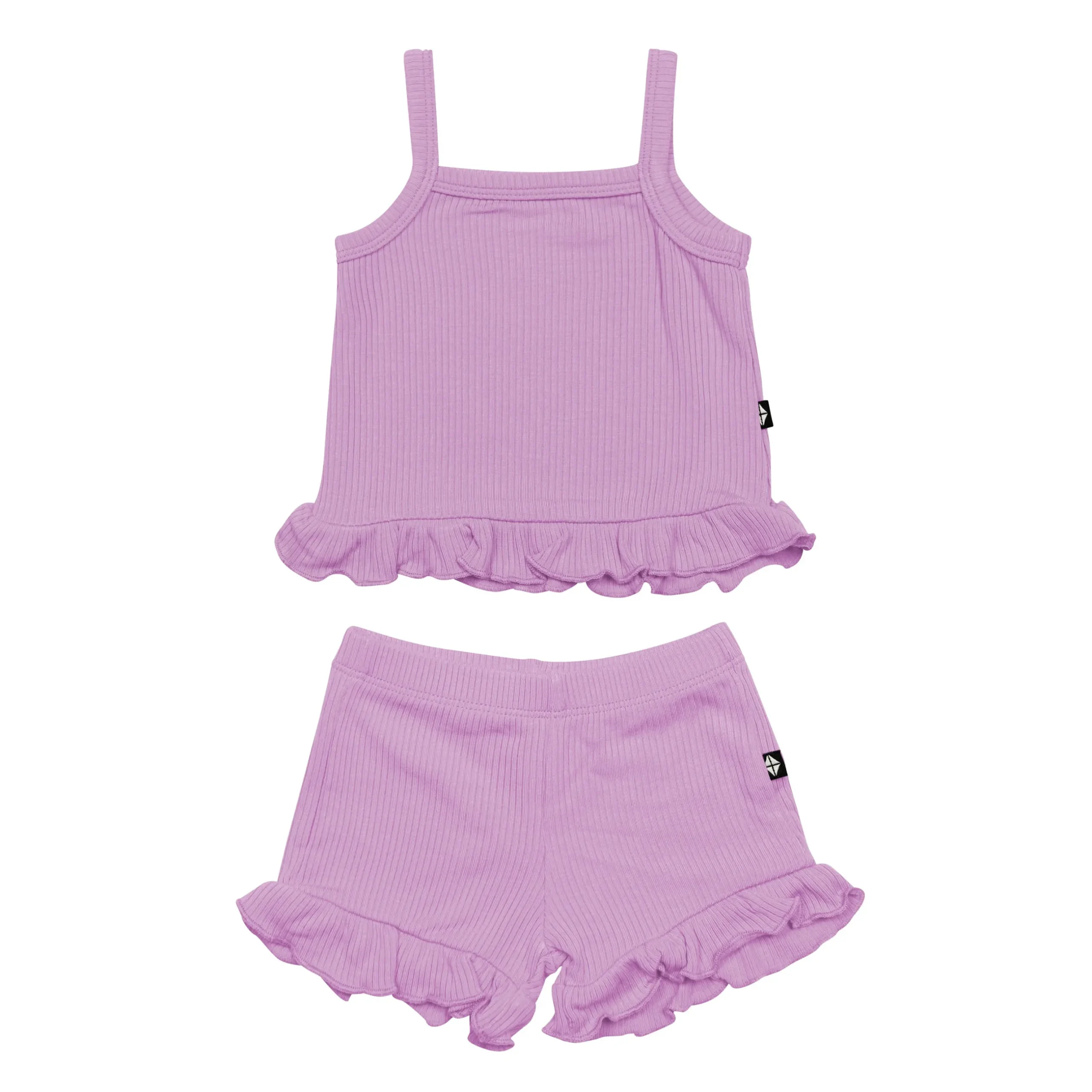 Hot Kyte Baby Ribbed Ruffle Tank Set in Poi