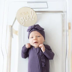 Kyte Baby Ribbed Ruffle Zipper Footie in Currant