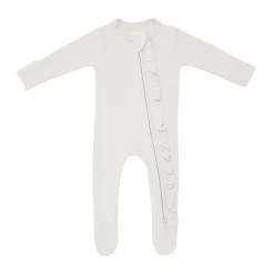 Sale Kyte Baby Ribbed Ruffle Zipper Footie in Oat
