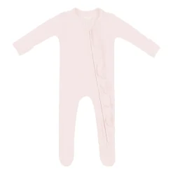 New Kyte Baby Ribbed Ruffle Zipper Footie in Blush