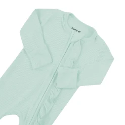 Kyte Baby Ribbed Ruffle Zipper Footie in Sage