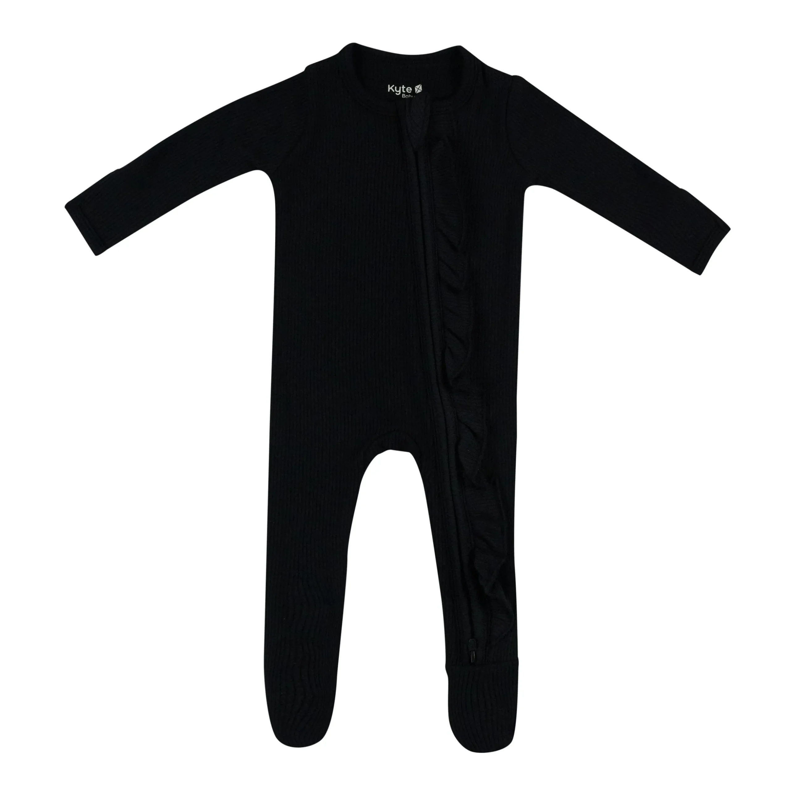 Outlet Kyte Baby Ribbed Ruffle Zipper Footie in Midnight
