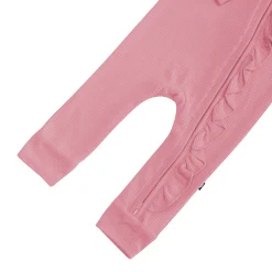 Kyte Baby Ribbed Ruffle Zipper Romper in Apple Blossom